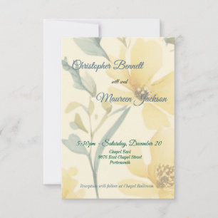 Cartons Réponse Beurre jaune pâle bleu floral aquarelle
