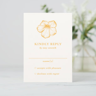 Cartons Réponse Beurre moderne Jaune Floral Mariage élégant