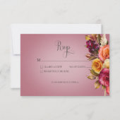 Cartons Réponse Bijou floral vintage Fuchsia Mariage (Devant)