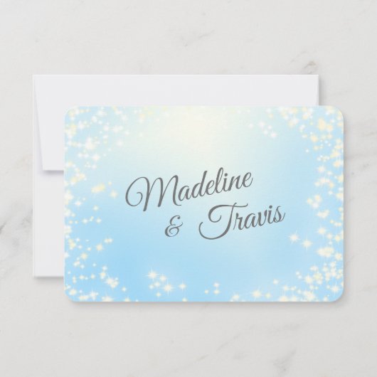 Cartons Réponse Birch Trees et Sparkle Sky Blue Mariage (Dos)