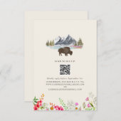 Cartons Réponse Bison Watercolor Mountains Floral Mariage QR (Devant / Derrière)