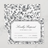 Cartons Réponse Black and White Chinoiserie Wedding (Devant / Derrière)