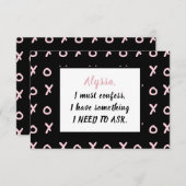 Cartons Réponse Black Baby Pink X O XO XO's Be my Bridesmaid Card (Devant / Derrière)