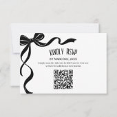 Cartons Réponse Black Bow Wedding QR code Response Insert (Devant)