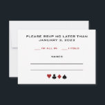 Cartons Réponse Black Cream Red Poker Chip Casino Mariage à thème<br><div class="desc">Que vous soyez marié à Las Vegas ou que vous ayez un mariage à thème casino,  ces cartes RSVP donneront le ton pour que ce soit un mariage amusant! Invitations correspondantes et fournitures de fête disponibles.</div>