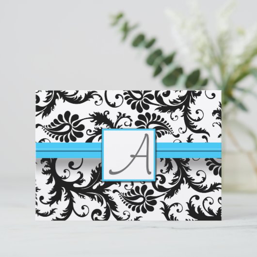 Cartons Réponse Black Damask Éperce Bright Aqua Raisonné Trim (Debout devant)