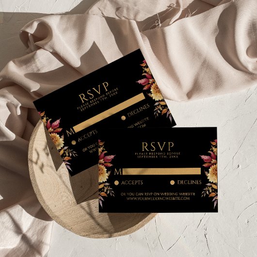 Cartons Réponse Black Fall Terracotta Floral Boho Chic Mariage
