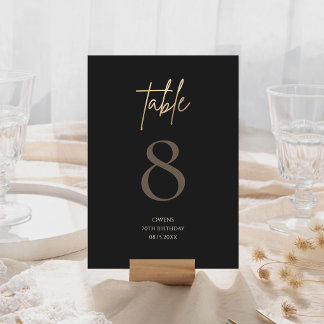 Cartons Réponse Black Gold 70th Birthday Party Table Number