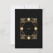 Cartons Réponse Black & Gold Art Deco Geometric Wedding  (Dos)