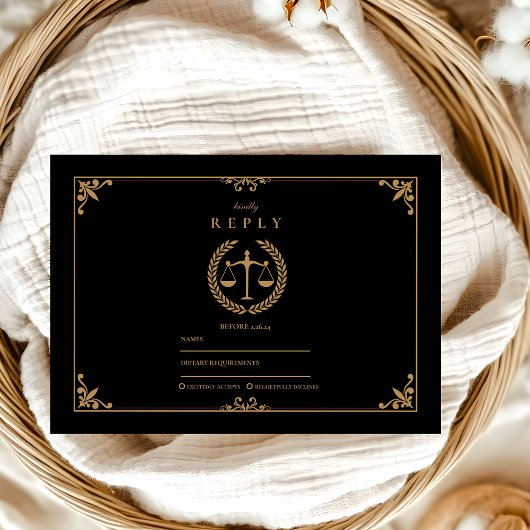 Cartons Réponse Black Gold Elegant Law School