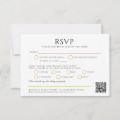 Cartons Réponse Black gold monogram meal option wedding QR code (Dos)