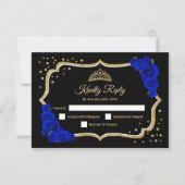 Cartons Réponse Black Gold Royal Blue Quinceanera (Devant)