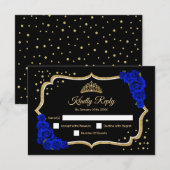 Cartons Réponse Black Gold Royal Blue Quinceanera (Devant / Derrière)