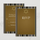 Cartons Réponse Black Gold Star de David Bar Mitzvah RSV (Devant / Derrière)