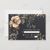 Cartons Réponse Black gothique Floral Moody Dark Mariage (Devant)