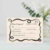 Cartons Réponse Black hand drawn champagne whimsical wedding (Debout devant)