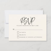 Cartons Réponse Black Ivory Cream Modern Script Lettering Wedding (Devant)