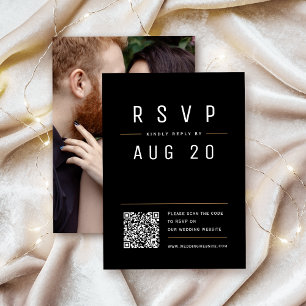 Cartons Réponse Black Modern Chic Simple Typographie code QR