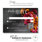 Cartons Réponse Black Moody Gothique Orange Lily Mariage QR Code