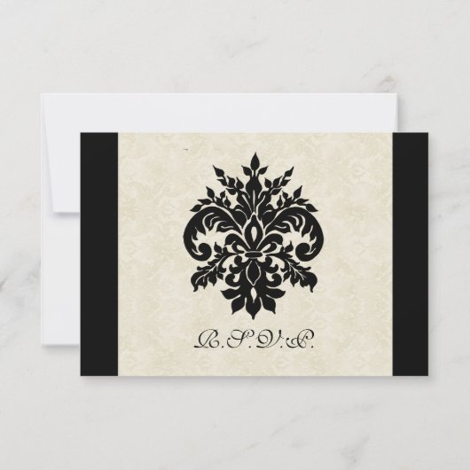 Cartons Réponse Black n Cream Fleur de Lis Mariage damassé (Dos)