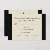 Cartons Réponse Black n Cream Fleur de Lis Mariage damassé (Devant / Derrière)