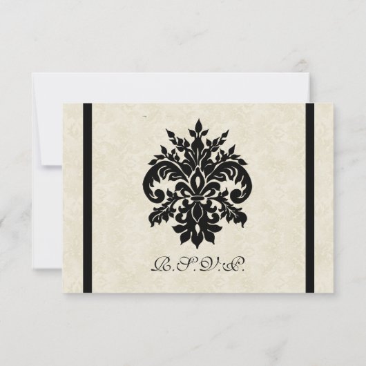 Cartons Réponse Black n Cream Fleur de Lis Mariage damassé (Dos)
