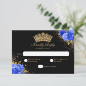 Cartons Réponse Black Navy Blue Gold Parties scintillant Floral Qu (Debout devant)