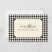 Cartons Réponse Black Old Money Wedding Mail In with Meal Choice (Devant)