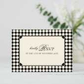 Cartons Réponse Black Old Money Wedding Mail In with Meal Choice (Debout devant)