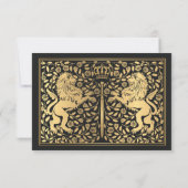 Cartons Réponse Black Royal Medieval Lion Wedding (Dos)