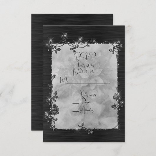 Cartons Réponse Black Shiny Elegant Sparkly Frame (Devant / Derrière)