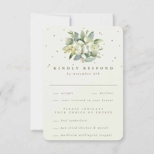Cartons Réponse Black Snowberry+Eucalyptus Bouquet Mariage (Devant)