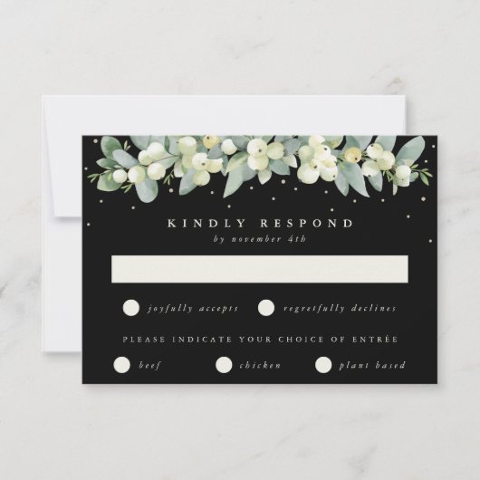 Cartons Réponse Black Snowberry+Eucalyptus Garland Mariage (Devant)