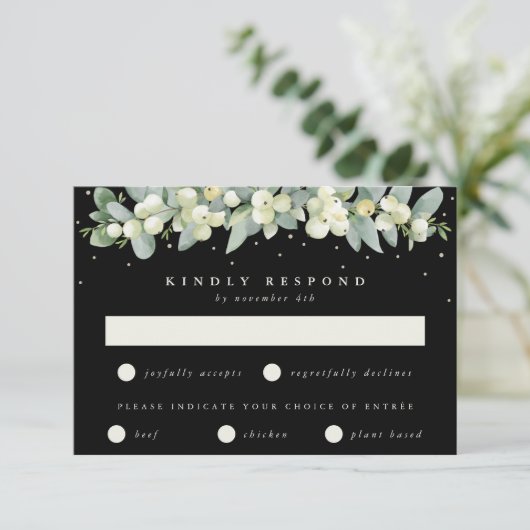 Cartons Réponse Black Snowberry+Eucalyptus Garland Mariage (Debout devant)
