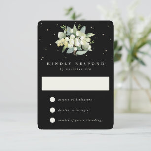 Cartons Réponse Black Snowberry+Eucalyptus Mariage