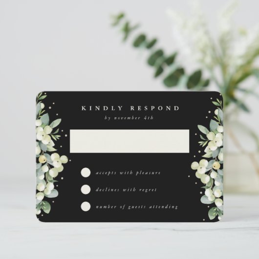 Cartons Réponse Black Snowberry+Eucalyptus Mariage (Debout devant)
