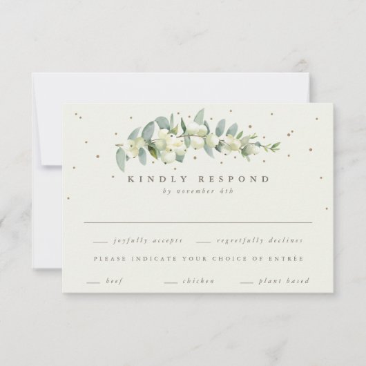 Cartons Réponse Black Snowberry+Eucalyptus Mariage à tige (Devant)