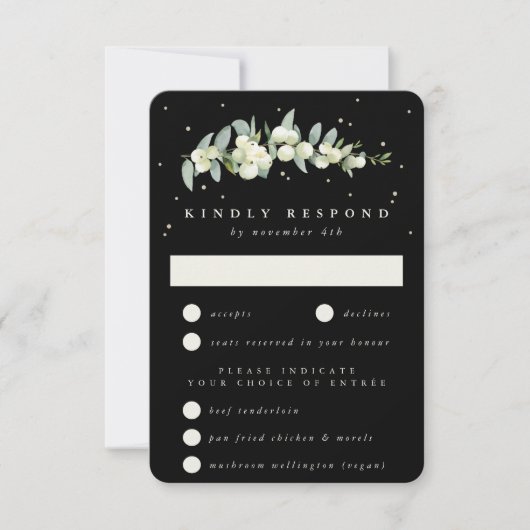 Cartons Réponse Black Snowberry+Eucalyptus Mariage à tige (Devant)