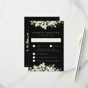 Cartons Réponse Black Snowberry+Eucalyptus Mariage bordé