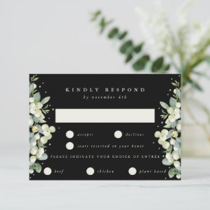 Cartons Réponse Black Snowberry+Eucalyptus Mariage bordé