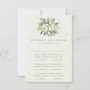 Cartons Réponse Black Snowberry+Eucalyptus Mariage Multi-événement