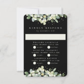 Cartons Réponse Black Snowberry+Eucalyptus Mariage Multi-événement (Devant)