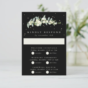 Cartons Réponse Black Snowberry+Eucalyptus Mariage Multi-événement