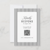 Cartons Réponse Black Striped Elegance Classy QR Code Wedding (Devant)