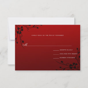 Cartons Réponse Black Swirls Red Metallic Mariage damassé