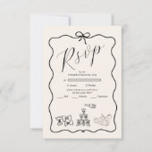 Cartons Réponse Black Wavy Whimsical Italien Mariage de doodle (Devant)