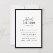 Cartons Réponse Black White Classy Script Elegant QR code Wedding (Devant)