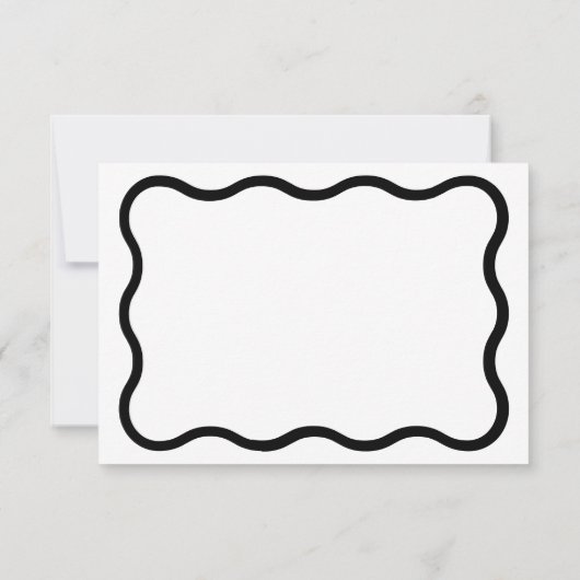 Cartons Réponse Black & White Elegant Moderne Minimal Wavy Frame (Dos)