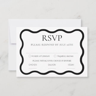 Cartons Réponse Black & White Elegant Moderne Minimal Wavy Frame