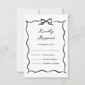Cartons Réponse Black & White Hand Drawn Bow Wedding (Devant)